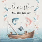 Nieuwe Hook Bait Fun Wood Fish Gevist Gender Revea Sticker (Voorkant)