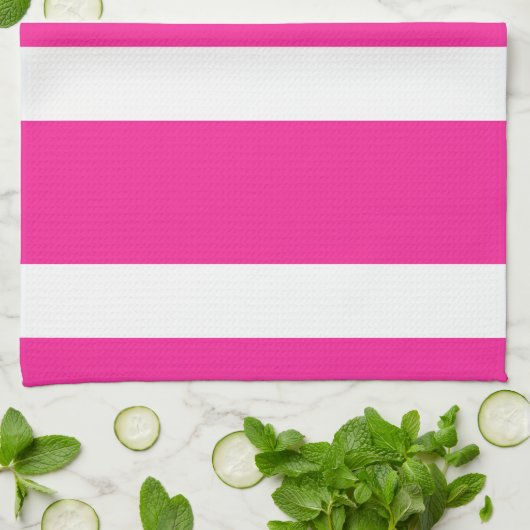 Nieuwe hotroze en witte tapeuws voor keukenhanddoe theedoek (Gevouwen)