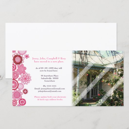 Nieuwe Huis Adres Update Fotokaart Aankondiging (Voorkant / Achterkant)