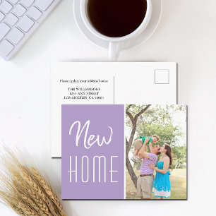 Nieuwe Huis Familie Foto Lavendel Verhuisbericht Briefkaart