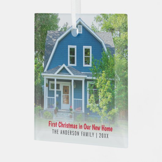 Nieuwe Huis Foto Eerste Kerst Glas Ornament (Voorkant links)