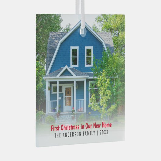 Nieuwe Huis Foto Eerste Kerst Glas Ornament (Voorkant Rechts)