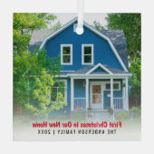 Nieuwe Huis Foto Eerste Kerst Glas Ornament (Achterkant)