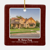 Nieuwe Huis Foto Eerste Kerst Keramisch Ornament (Achterkant)
