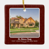 Nieuwe Huis Foto Eerste Kerst Keramisch Ornament (Voorkant)