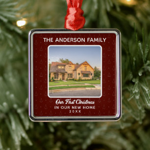 Nieuwe Huis Foto Eerste Kerst Metalen Ornament
