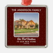 Nieuwe Huis Foto Eerste Kerst Metalen Ornament (Voorkant)