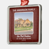 Nieuwe Huis Foto Eerste Kerst Metalen Ornament (Links)