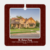 Nieuwe Huis Foto Eerste Kerst Metalen Ornament (Achterkant)