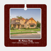 Nieuwe Huis Foto Eerste Kerst Metalen Ornament (Voorkant)
