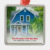 Nieuwe Huis Foto Eerste Kerst Metalen Ornament (Voorkant)