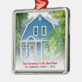 Nieuwe Huis Foto Eerste Kerst Metalen Ornament (Links)