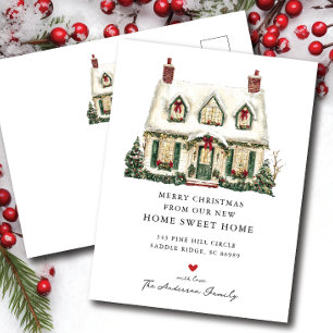 Nieuwe Huis Kerstmis Verhuisaankondiging Aankondigingskaart