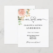 Nieuwe huisadres roos goudblokrootkaart (Voorkant / Achterkant)