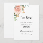 Nieuwe huisadres roos goudfloreucalyptus aankondiging (Voorkant / Achterkant)