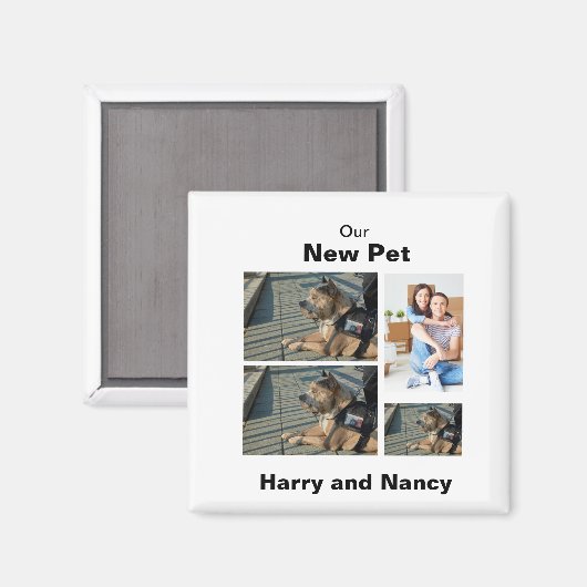 Nieuwe huisdier aangepaste 4 foto collage  magneet (Voorkant / Achterkant)