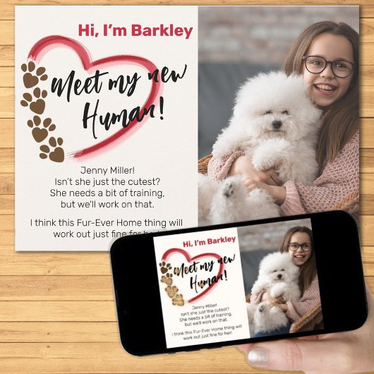 Nieuwe huisdier adoptie aankondiging