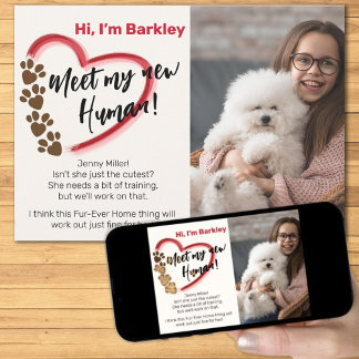 Nieuwe huisdier adoptie aankondiging