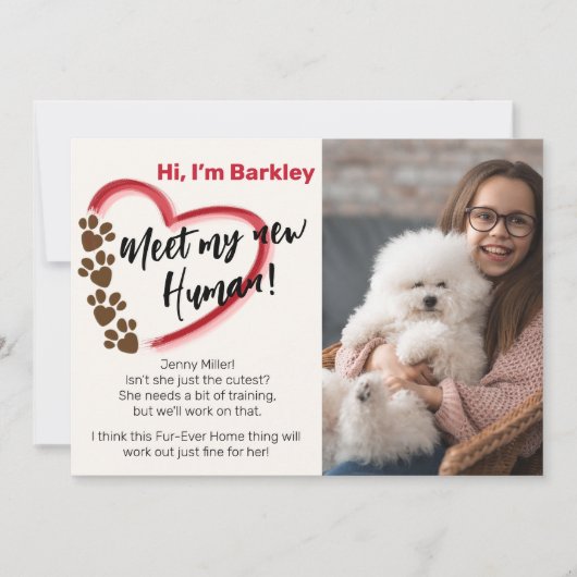 Nieuwe huisdier adoptie aankondiging (Voorkant)