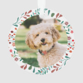 Nieuwe Huisdier Hond Kat Eerste Kerstfoto Bloemen Ornament (achterkant)