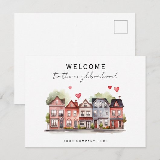 Nieuwe huiseigenaar Welkom bij de buurt Realty Briefkaart (Voorkant / Achterkant)