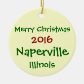 NIEUWE ILLINOIS CHRISTMAS-ORNAMENT VAN NAPERVILLE  KERAMISCH ORNAMENT (Voorkant)
