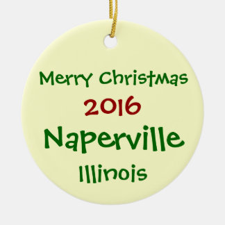 NIEUWE ILLINOIS CHRISTMAS-ORNAMENT VAN NAPERVILLE KERAMISCH ORNAMENT