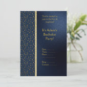 NIEUWE INVITATIE VAN NAVY EN GOLD BACHELOR KAART (Staand voorkant)