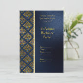 NIEUWE INVITATIE VAN NAVY EN GOLD BACHELOR KAART (Staand voorkant)