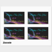 Nieuwe Jaar Neon Vuurwerk Wijn, Waterfleslabels Rechthoekige Sticker (Vel)