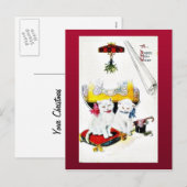 Nieuwe jaargroet met twee katten het zitten feestdagenkaart (Voorkant / Achterkant)