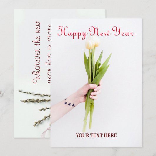 NIEUWE JAARKAART VERWERKEN BEDANKKAART (Voorkant / Achterkant)