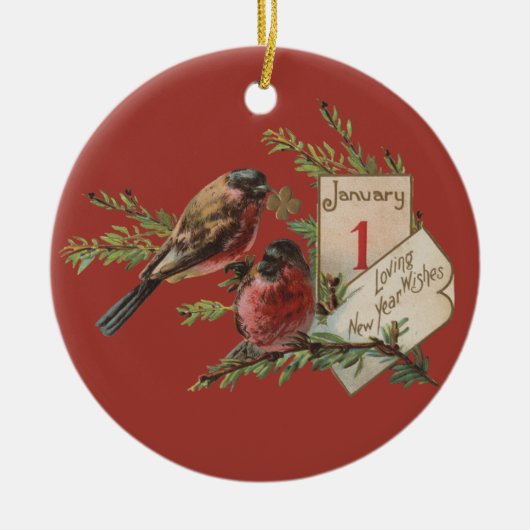  nieuwe jaarvogels keramisch ornament (Voorkant)