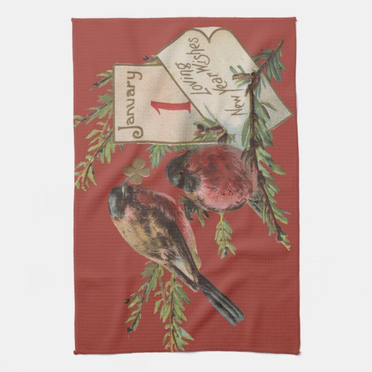  nieuwe jaarvogels theedoek (Verticaal)