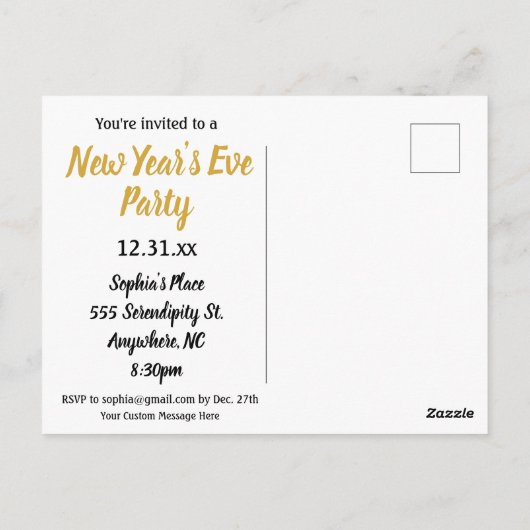 Nieuwe jaren  Art Deco Uitnodiging voor Kunst (Achterkant)