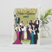 Nieuwe jaren  art Deco van de Eve Partij Kaart (Staand voorkant)