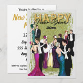 Nieuwe jaren  art Deco van de Eve Partij Kaart (Voorkant / Achterkant)