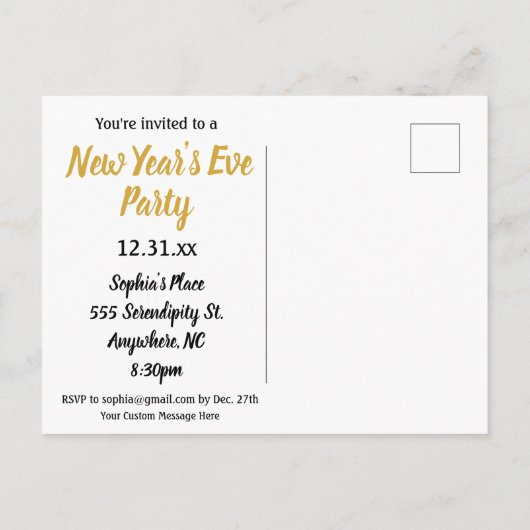 Nieuwe jaren  art Deco van de Eve Partij Uitnodiging Briefkaart (Achterkant)