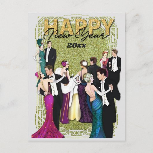 Nieuwe jaren  art Deco van de Eve Partij Uitnodiging Briefkaart (Voorkant)