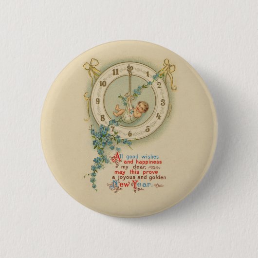  nieuwe jaren Baby klok Ronde Button 5,7 Cm (Voorkant)