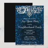 Nieuwe jaren | Blauw en zilver Kaart (Voorkant / Achterkant)