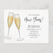 Nieuwe jaren Champagne QR Code Social Media Briefkaart (Voorkant)