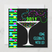 Nieuwe jaren Confetti Cocktail Kaart (Achterkant)