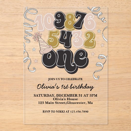 Nieuwe jaren Eve Aftellen eerste uitnodiging van d (Voorkant)