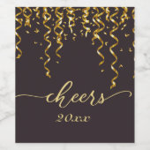 Nieuwe jaren Eve CHEERS met Streamers Wine Label Wijn Etiket (Enkel label)