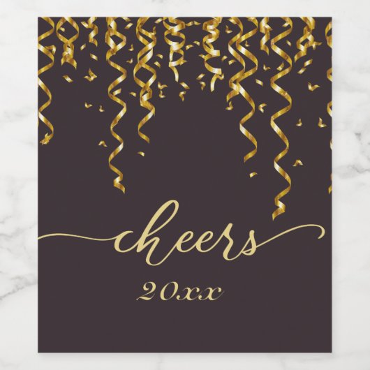 Nieuwe jaren Eve CHEERS met Streamers Wine Label Wijn Etiket (Enkel label)