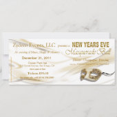 Nieuwe jaren Eve Masquerade Ball Party uitnodiging (Achterkant)