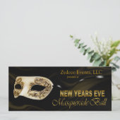 Nieuwe jaren Eve Masquerade Ball Party uitnodiging (Staand voorkant)