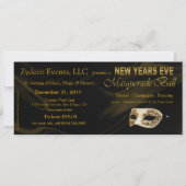 Nieuwe jaren Eve Masquerade Ball Party uitnodiging (Achterkant)