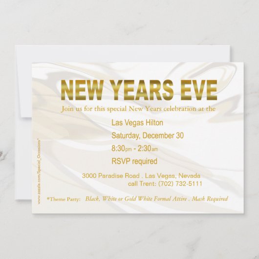 Nieuwe jaren Eve Masquerade Party Uitnodiging (Achterkant)